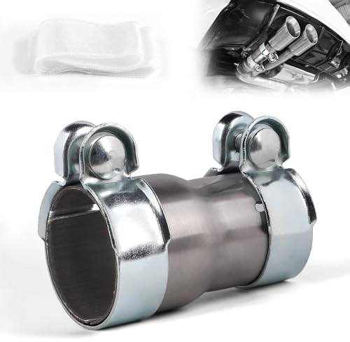 LALAGO Abrazadera de Tubo de Escape, Reductor Abrazadera de Banda de Escape, Acero Inoxidable Conector de Tubo de Escape con Junta a Tope, Doble Abrazadera de Escape (Ø55mm auf Ø65mm)