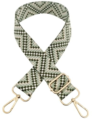 Justerbar väskrem för ombyte, bred axelrem för väskor kvinnor, 3,8 cm väskrem med karbinhake guld, axelrem för kvinnor modern crossbody, handväska, matcha-armégrön, 504