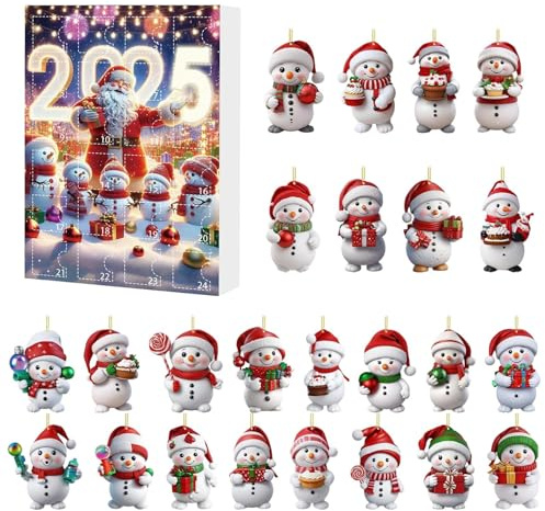 Weihnachtsmann Adventskalender 2025, 24 Stück Acryl Weihnachtsmann Adventskalender, 24 Tage Pandas Ornamente Weihnachten Countdown Kalender, Weihnachten Sammlerstück Lustiges Santaman Set
