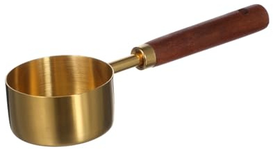 Cuillère Doseuse en Acier Inoxydable 60ml Manche Bois Doré | 1/4, Service en Restaurant et Cafés, Portionnement Précis des Ingrédients Secs ou Liquides, pour Pâtisserie