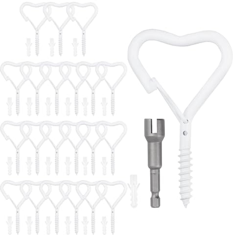 Viweolm Screw in Hooks, Heart Plant Hooks Outdoor String Lights, 22 Pack
