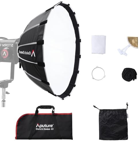 Aputure Quick Dome 60 Softbox Circular de Liberación Rápida de 60 cm (2 pies) con Montura Bowens para Aputure Storm 400X y Otras Luces de Video con Montura Bowens, para Grabación en Estudio