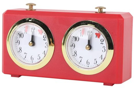 SPYMINNPOO Mekanisk Schackklocka, Vintage Analog Schackspelstimer med Stora Rattar för Formella Tävlingar och Daglig Träning (Röd)