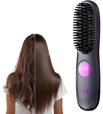 2026 Glätteisen Kabellos, Haarglätter Wiederaufladbare Tragbare, Hair Straightener 3-stufige Temperaturregelung Geschenke für Frauen (Schwarz)