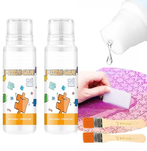 Pegamento para Puzzle,Pegamento para Rompecabezas,Cola para Puzzle con Cabezal de Esponja,Pegamento Puzzle Transparente,Adhesivo Transparente para Rompecabezas,para Fijar y Exhibir Rompecabezas
