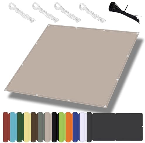 Vela ombreggiante impermeabile Rettangolare con occhielli Antiventoe e UV 95%, 185 g/m², 100% poliestere per Giardino Esterno Terrazza-Taupe 4x8m