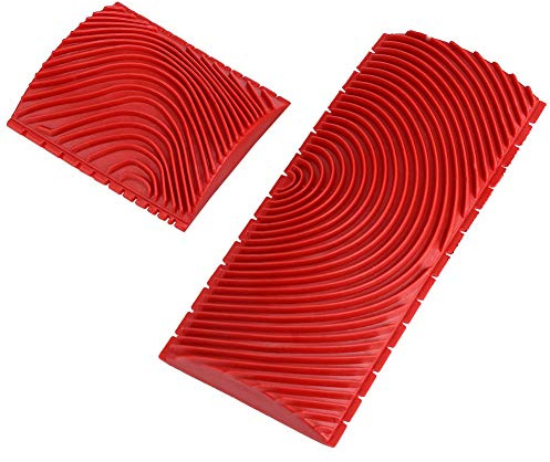 Yosoo 2 Stücke Holz Gummi Roller Wand Pinsel Kunst Farbe Textur Maserier Muster Malerei Dekoration DIY Werkzeug Rot