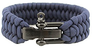 MansWill Sport im Freien Armband, Beiläufige 550lb Paracord Überlebens-Armband-Handgelenk-Kette mit 3 Größen Geringfügigem Justage Edelstahl Schwarz Schäkel für kampierendes Wanderndes Gymnastik