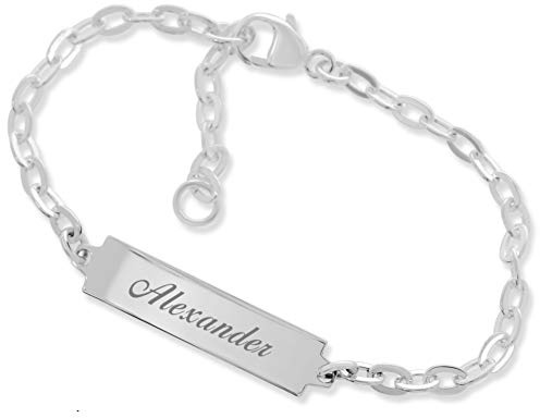Baby ID Armband Junge mit Wunschgravur zur Taufe Geburt Taufarmband aus 925 Silber Taufschmuck Gravur Namensarmband Kind kurz 12cm 14cm Geschenke Taufe für Mädchen Jungen
