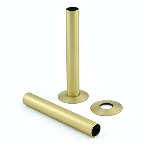 130mm Radiator Pipe Sleeve/Shrouds/Covers and Collar Set | Foundry (Pair) (Brushed Brass)