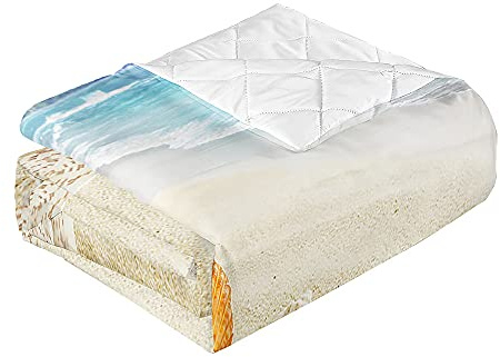 Surwin Trapuntino Copriletto Trapuntato Primaverile Estivo,Stile Moderno,Trapuntino in Morbida Microfibra Onde da Spiaggia 3D Leggero Coperta Letto Singolo/Matrimoniale (Conchiglia,180x220cm)