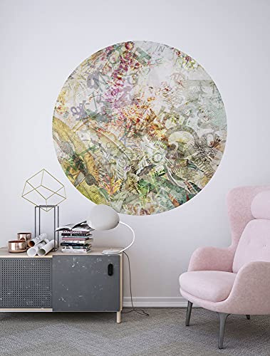 Komar DOT runde und selbstklebende Vlies Fototapete - Round Stories - Ø Durchmesser 125 cm - Floral, Blumen, Tapete, Wandtattoo, Schlafzimmer, Wohnzimmer, Wanddeko - D1-080
