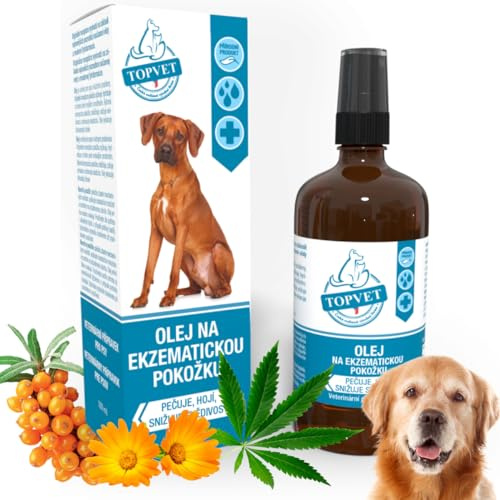 Hudolja spray för hundar med eksem | Hudolja för hundar | Kliande lindring | Naturlig pälsvård för silkeslen päls och vital hud | med hampa, aloe vera, mandelolja