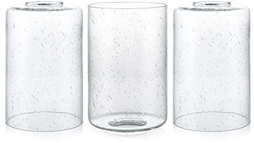 Skelang Lampenschirme aus Glas, Lampenschirm transparent, Lampenschirm mit 42 mm, Ersatzschirm zylindrisch für Hängeleuchte, Kronleuchter, Wandleuchten, Vanity-Lichter, 3 Stück