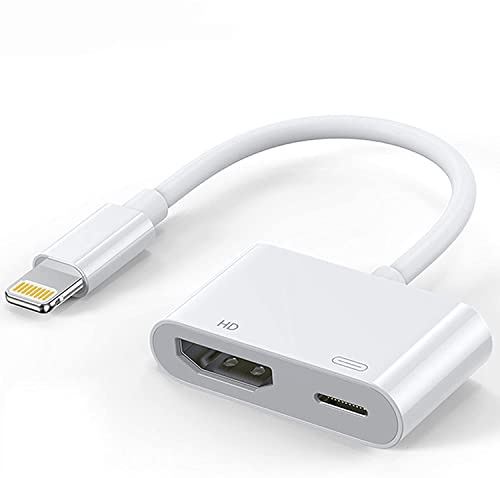Adaptador Lightning a HDMI, convertidor AV HDMI digital certificado Apple MFi con puerto de carga Lightning para iPhone 13/SE/12/11/XR/X/8/7/iPad pantalla de sincronización a TV/proyector/monitor