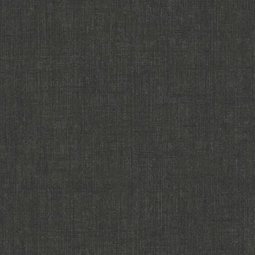 A.S. Création Tapete Stoffoptik Schwarz Modern 385963 Uni Vliestapete Einfarbig Wohnzimmer 10,05x0,53m Made in Germany