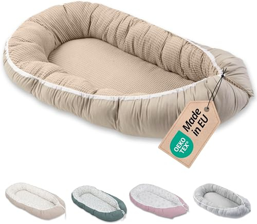 ULLENBOOM Babynest - Ideal für Neugeborene - OEKO-TEX zertifiziert | Waschbar, Außenmaterial: 100% Baumwolle, Made in EU, Mitwachsend und wendbar, Schadstoffgeprüft