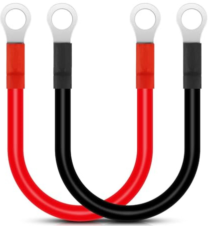 Gebildet 30cm Batterie Wechselrichter Kabel 12V-24V 25mm² 3AWG (max. 125A) Batteriekabel Rot&Schwarz Autobatteriekabel mit Ringkabelschuhen Kupferflexkabel für LKW, Motorrad, Wohnmobil, Marine