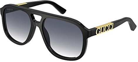 Gucci Sunglasses Aviator Full Rim, Black Frame and Grey Gradient Lens GG1188S002