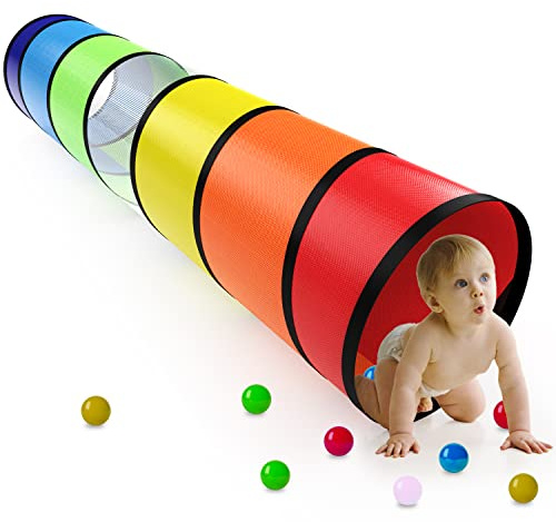 Kids Play Tunnel for Toddlers 1-3 Colorful Pop Up Baby Tunnel for Kids to Crawl Through 6 Foot with Breathable Mesh Collapsible Toddler Toys Gift for Children Backyard Playset