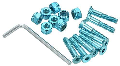 PATIKIL Skateboard Hardware Kit 1 Montage Schrauben Sechskant Kopf Bolzen Muttern Set mit Schraubenschlüssel für Langboard Cruiser Blau