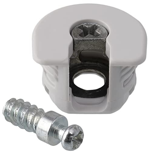 AERZETIX - C65768 - Set aus 30 versenkten Exzenter-Verbindungsbeschlägen + 30 bolzen Ø6x20 mm - für 18 mm paneele - aus stahl - farbe weiß - schreinerei holzmöbel MDF melaminbeschichtet schrank