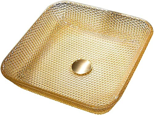 Handwaschbecken Platz Aufsatzwaschbecken Waschtisch Set Moderne Kunst Aufsatz-Waschschale Waschtisch mit Pop-up-Abfluss, Gelb (Enthält Keinen Wasserhahn)