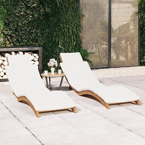 FIRBNUS Sonnenliegen 2 STK. mit Auflagen Teakholz Sonnenliege Balkon Gartenliege mit Auflage Sonnenliege Holz Gartenmöbel Balkonmöbel Sonnenliege 2er Set Sonnenliege Set Ergonomisch