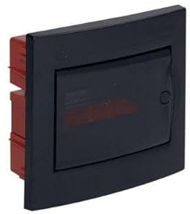 Centralino da incasso 8 moduli con cornice nera e portello fumè 255x215x80mm IP40 FAEG - FG14708