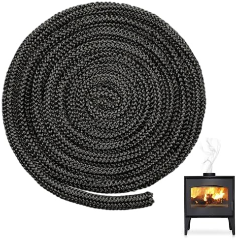 BNGXR Ofen Dichtschnur, Kamindichtung Ofendichtschnur, 10mm x 2.5m Dichtung Glasfaserschnur Türdichtung Ofen Dichtungsband Glasfaserschnur Kaminofen für Kamin Smoker Ofen