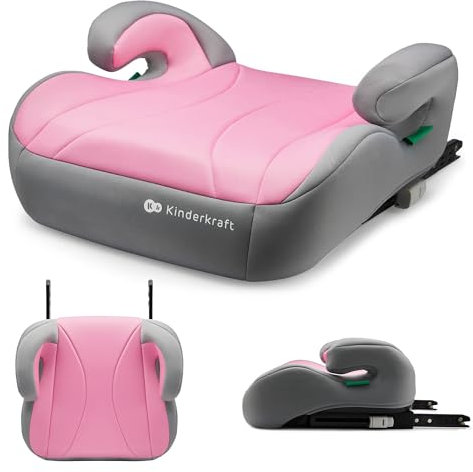 Kinderkraft I-BOOST Rialzo per sedile auto I-Size 135-150 cm, Seggiolino auto, installato con ISOFIX, Comodi braccioli, Facile da usare, Rosa