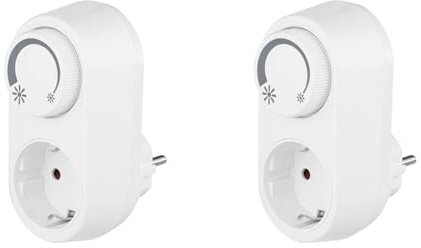 REV Dimmer, LED Dimmer Adapter mit Steckdose 1fach, Helligkeitsregler, weiss (Packung mit 2)