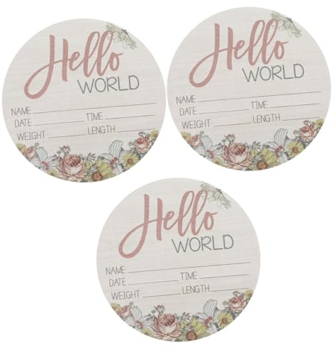 Vaguelly 3 Piezas regalo de baby shower regalo recién nacido emblemas señal de anuncio de nacimiento cartel de anuncio de bebé recién nacido foto la señal plato de madera