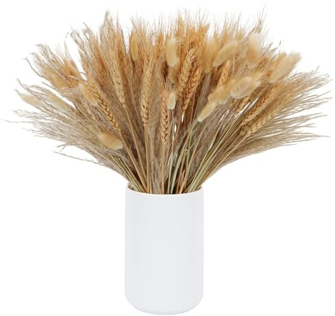 SCLLNDA 190PCS Trockenblumen Weizen Natürliche Getrocknet Blumen Pampasgras Klein Getrocknetes Schilfgras 41cm Pampas Gras für Hochzeit Hause Party Wedding Büro Fotografie Vase Deko