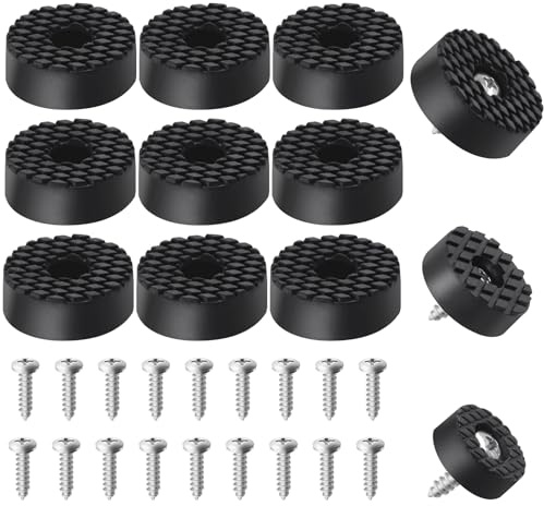 Glarks 32Pcs Screw-On Rubber Feet Set, 30MM Black Floor Protector Non Slip Furniture Pads with 32Pcs Mounting Screws for Furniture, Electronics and Appliances