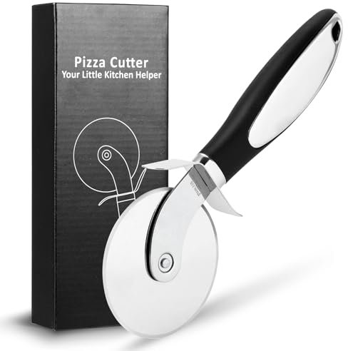 Pizzaschneider，Premium Pizzaroller Edelstahl rostfrei, scharf und spülmaschinenfest, ergonomischer Pizza Cutter mit Klingenschutz, rutschfest für Kuchen, Teig, Waffeln，pizzamesser