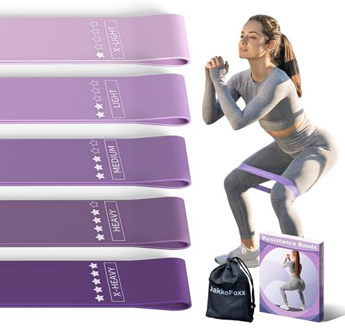 Resistance Loop Exercise Bands, Resistance Bands Exercise Bands for Home Fitness, Stretching, Strength Training, Physical Therapy,Elastic Workout Bands for Women Men Kids, Set of 5 (Purples)