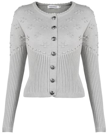Namatime Giacca tradizionale da donna Bolero Dirndl Giacca corta tradizionale cardigan con abbottonatura Outfit Oktoberfest, grigio., 48