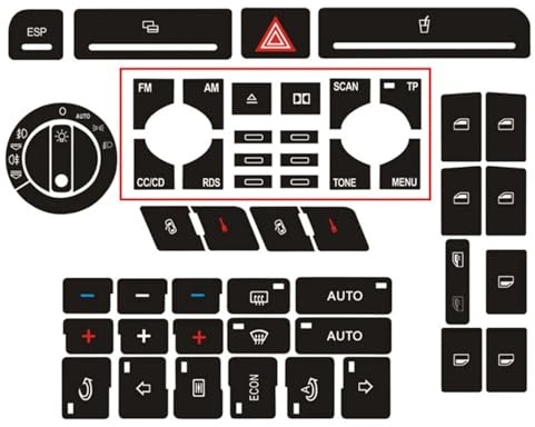 BILKAR Kompatibel Mit A4 Für B6 Für B7 Klima-Einstellknopf Reparaturknopf Schalter Türschloss Reparatur Aufkleber Innenausstattung Auto Taste Aufkleber(Type-A)