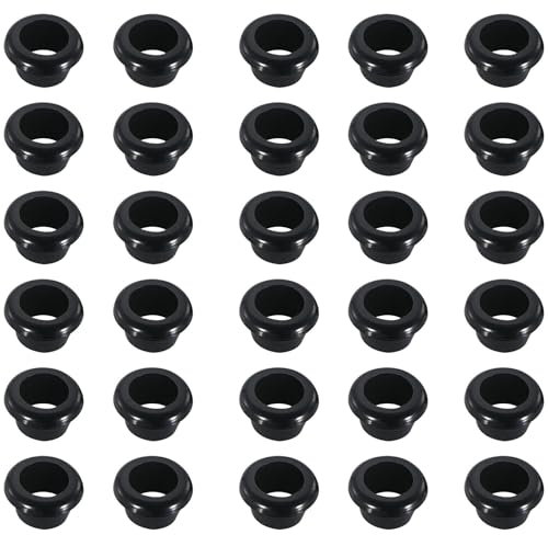 Leliafleury 30 Pcs Snap Rubber Grommet Black Rubber Hole Plugs Electrical Grommets for Protecting Wires Plugs Cables, ID 10mm Mount Dia 12mm