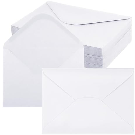 100 Stück Briefumschläge Aus Kraftpapier, DIN C6-162 x 114 mm Nassklebung Umschläge, Vintage Kuvert Briefumschlag, Briefumschläge Ohne Fenster für Briefe, Grußkarten, Einladunge, Party(Weiß)