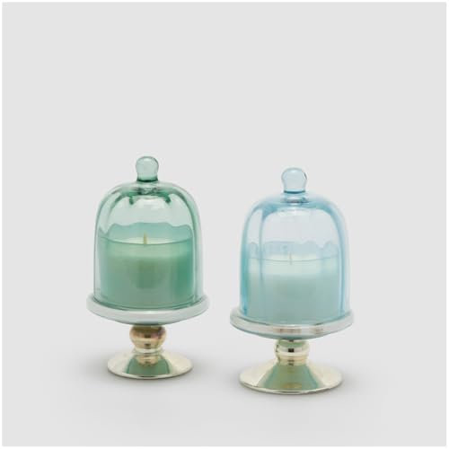 EDG - Enzo De Gasperi Vassoio in Vetro con Campana e Candela profumata Hearth & Birch D9xH16 cm 2 Varianti(1pz) Verde