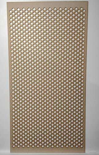 Wooden mesh laser cut in 3mm thick mdf decorative panel for radiator covers, partition walls and home made cabinets (various sizes) pattern (K6). Made in the UK. (Primed white, 1200mm x 300mm)