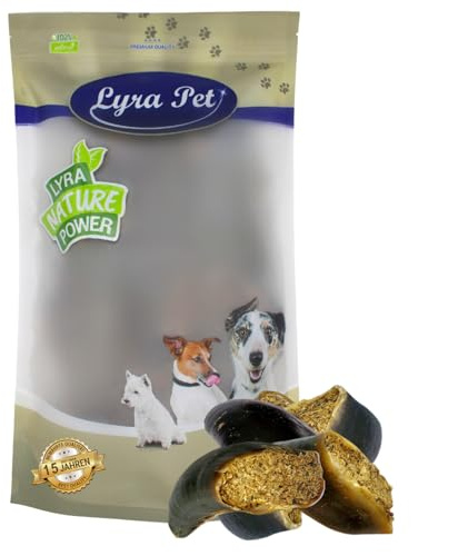 Lyra Pet® 15 STK. Rinderhufe gefüllt mit Pansen und Leber je ca. 120 g | Naturbelassener Kausnack - Ideal für die Zahnpflege - Proteinreiches Leckerli für Hunde - Gut verdaulicher Kauartikel