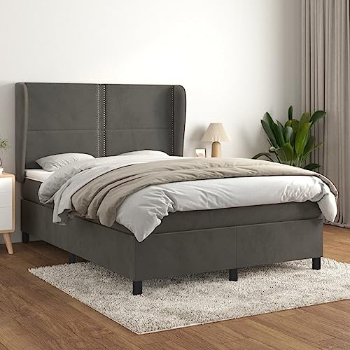 Juroupi Boxspringbett mit Matratze Betten Mit Matratze Schlafzimmer Bett Boxspringbett Mit Matratze Dunkelgrau 140x200 cm Samt - 3129154