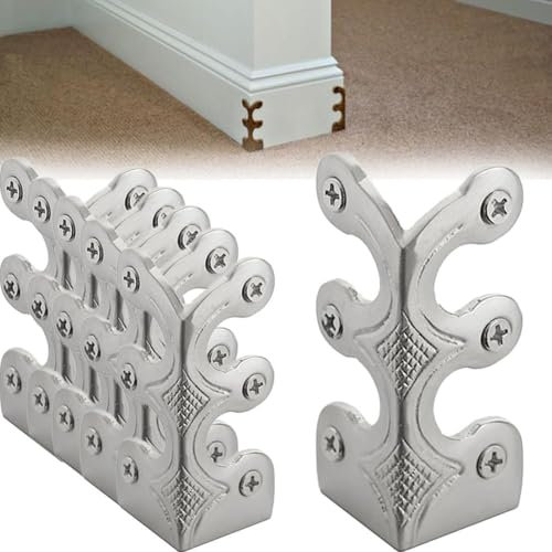 BaYuYPOO 10PCS Metal Baseboard Corner Protectors, Solid Brass Skirting Board Corner Protectors, Vintage Metal Corner Bracket, Decorative Protector Cover for Baseboard, Wood Cases, Cabinet Doors