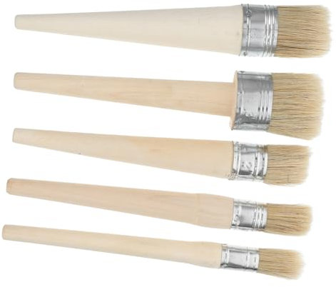 Housoutil 5pièces Pinceaux à Colle pour Meubles Plat Et Rond Outil Décoratif pour Bois Et Application De Cire