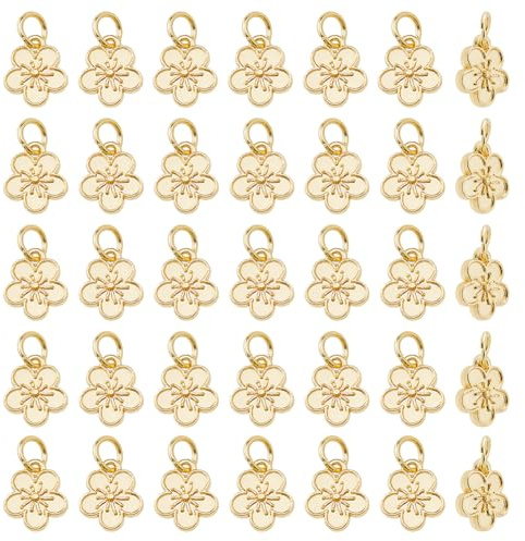 SUPERFINDINGS 46Pcs Breloque Fleur Pendentif fleurs Charms en métal floral Breloque marguerite en alliage Charms thème printemps Pendentif plaqué or pour l'artisanat fait à la main BRICOLAGE Collier