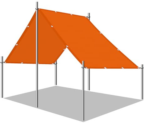 Tenda a Vela Ombreggiante Quadrata 1.6 x 5 m Impermeabile/Antivento/Protezione UV Telo Ombreggiante con Occhielli con Kit di Fissaggio per Esterni Terrazza Giardino, Arancione