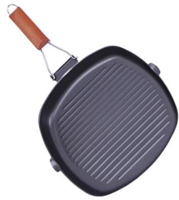 Warmhm 1pezzi Padella Antiaderente Pieghevole in Ferro Design Strisce per Bistecche e Pancake Facil Pulire Riporre Colore Grigio Scuro